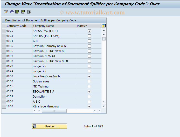SAP TCode FAGL_ACTIV_SPLIT_CC - Activation of Document Splitter