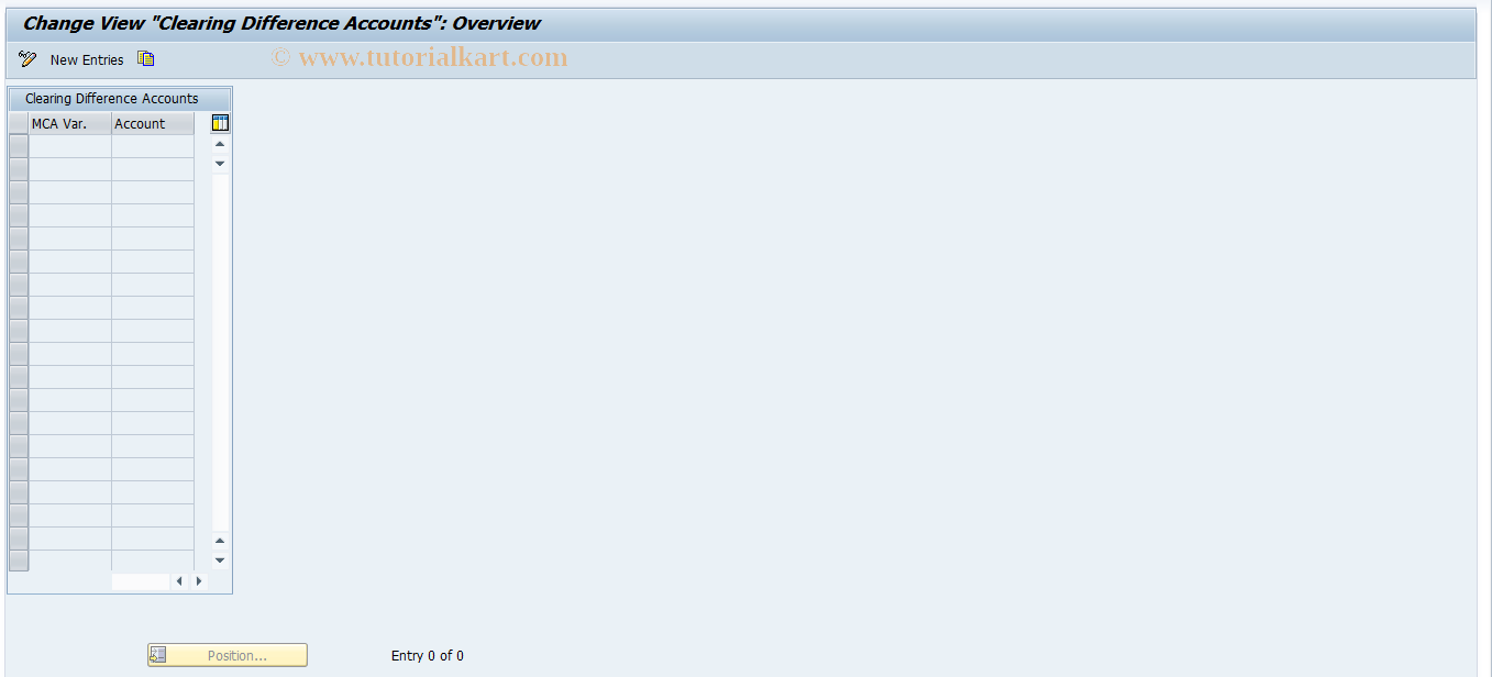 SAP TCode FAGL_MCA_VCDF - Target Accounts. for Clearing Difference