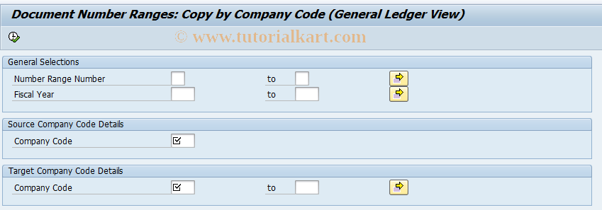 SAP TCode FAGL_OBH1 - C FI Document Number Range: Copy Company Code