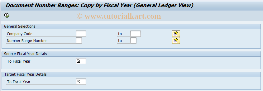 SAP TCode FAGL_OBH2 - C FI Document Number Range: Copy Fiscal Year