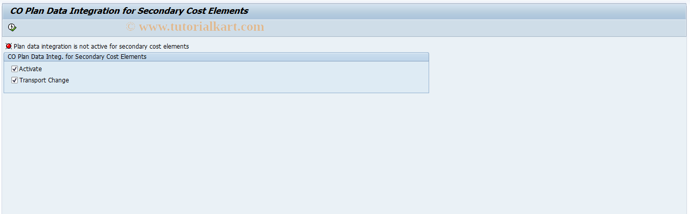 SAP TCode FAGL_PLAN_ACT_SEC - Integ.Planning for Sec. CostElements