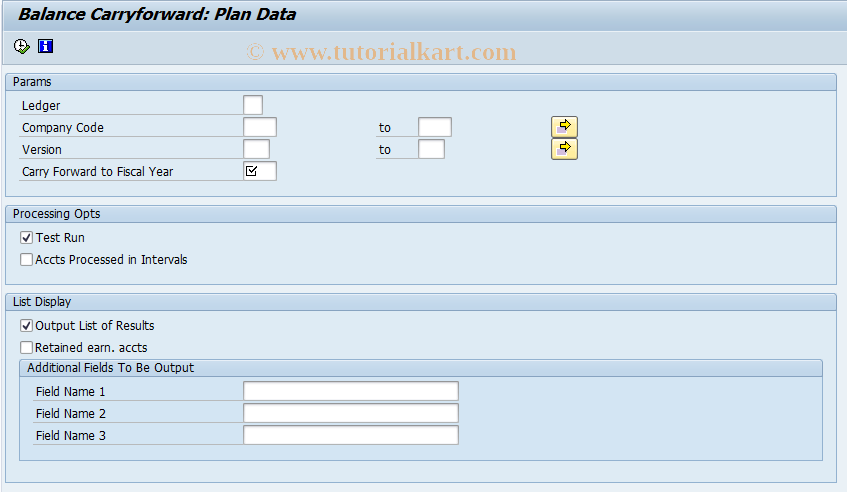 SAP TCode FAGL_PLAN_VT - Balance Carryforward: Plan Data