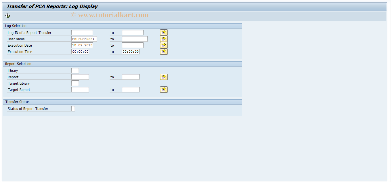 SAP TCode FAGL_RMIGR_LOG - Transfer of PCA Reports: Log