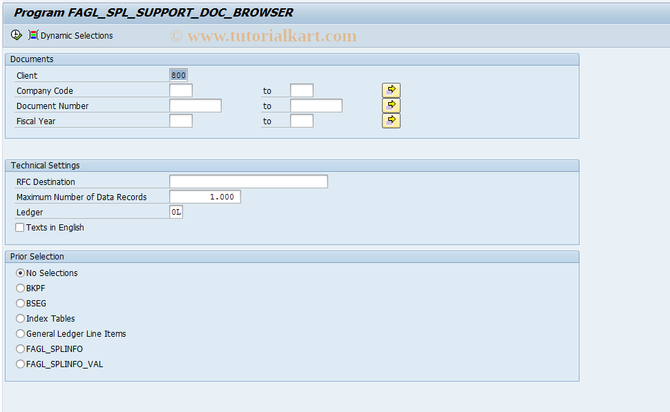 SAP TCode FAGL_SUP_DOCS - FI Document Browser