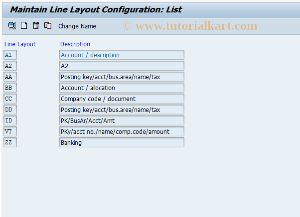 SAP TCode FAKP - Config.: Maintain Display Format