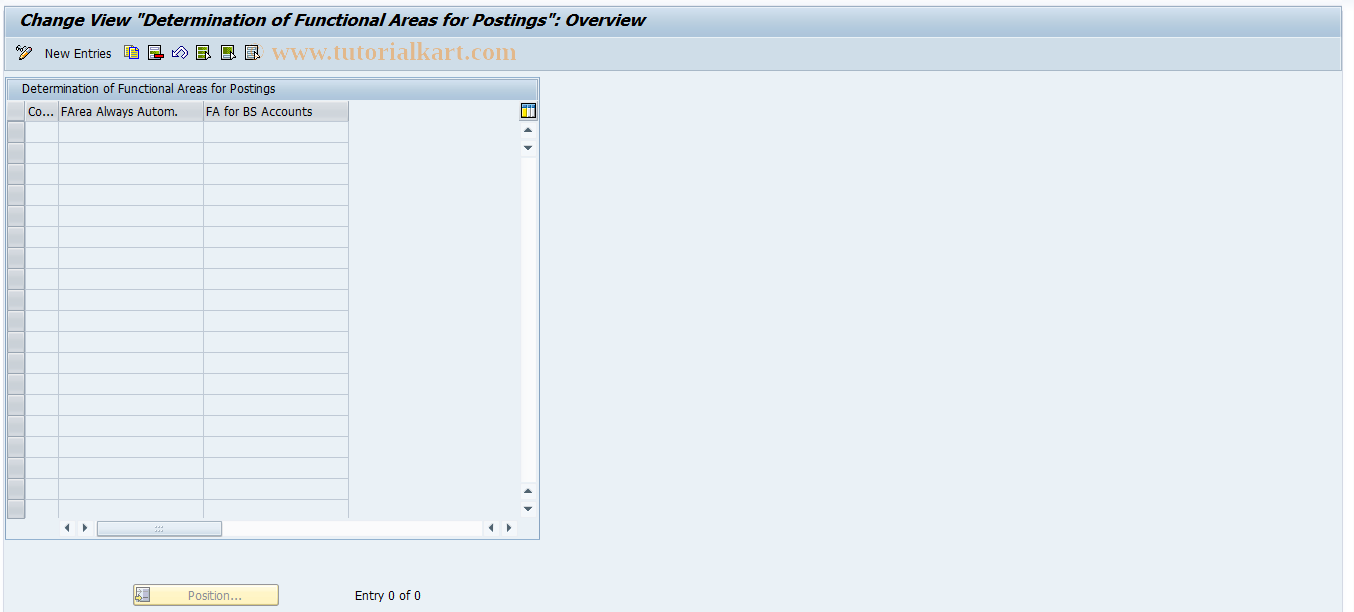 SAP TCode FAREA_MODE - Setting: Determination of Funct.Area