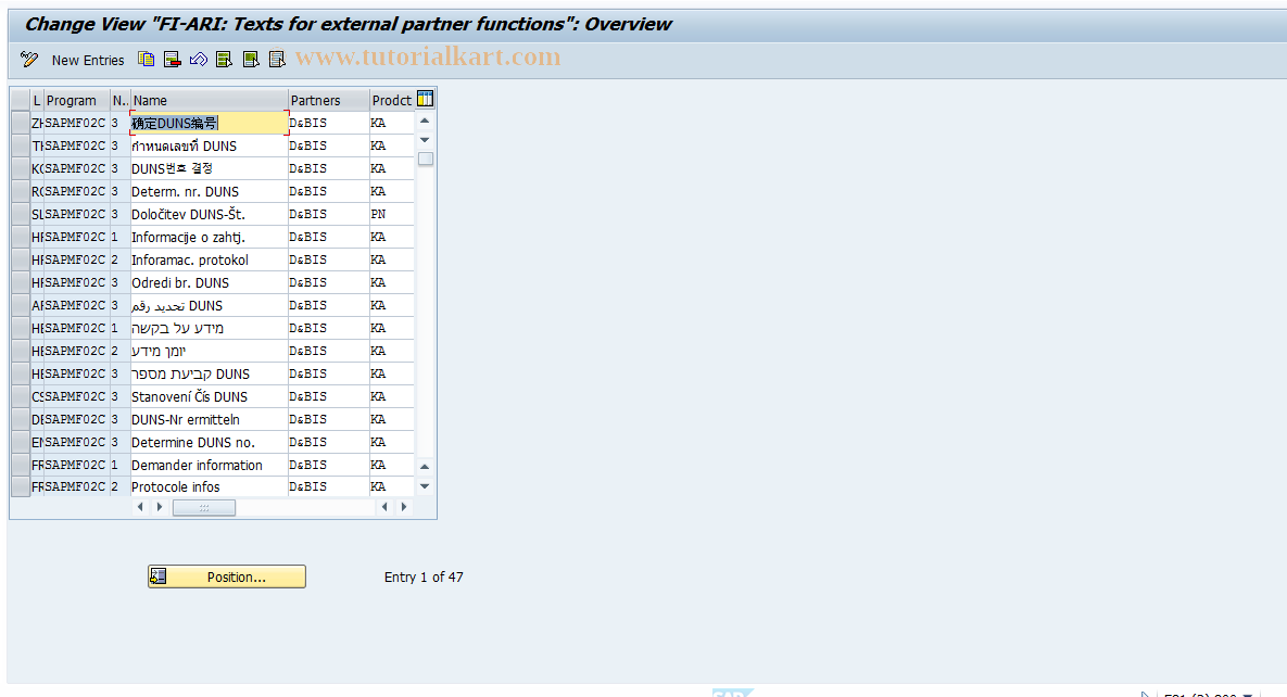 SAP TCode FARZ - Table T061V