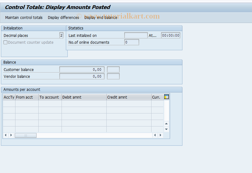 SAP TCode FB07 - Control Totals