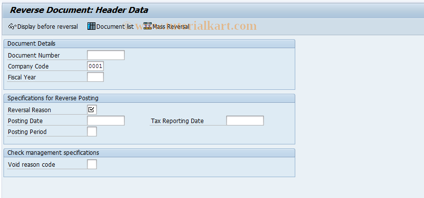 SAP TCode FB08 - Reverse Document