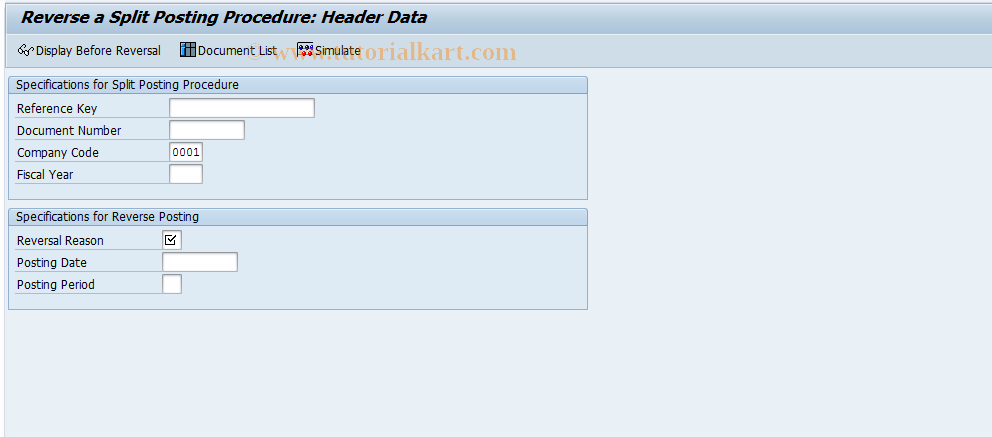 SAP TCode FB08S - Reverse Split Document