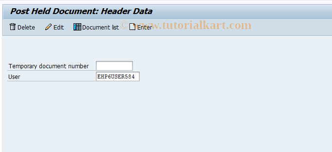 SAP TCode FB11 - Post Held Document