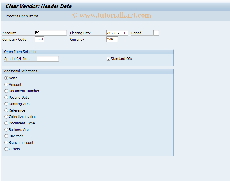 SAP TCode FB1K - Clear Vendor