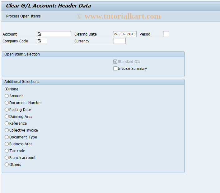 SAP TCode FB1S - Clear G/L Account