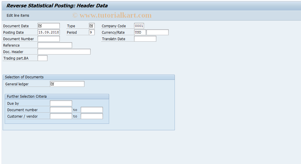 SAP TCode FB22 - Reverse Statistical Posting