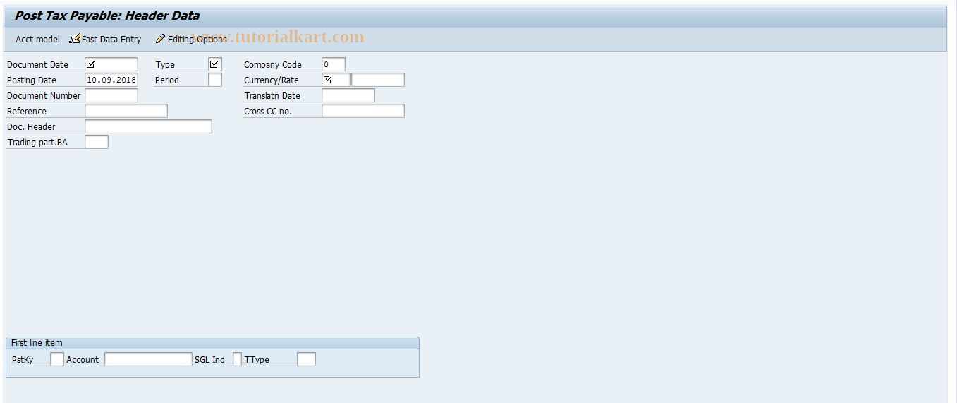 SAP TCode FB41 - Post Tax Payable