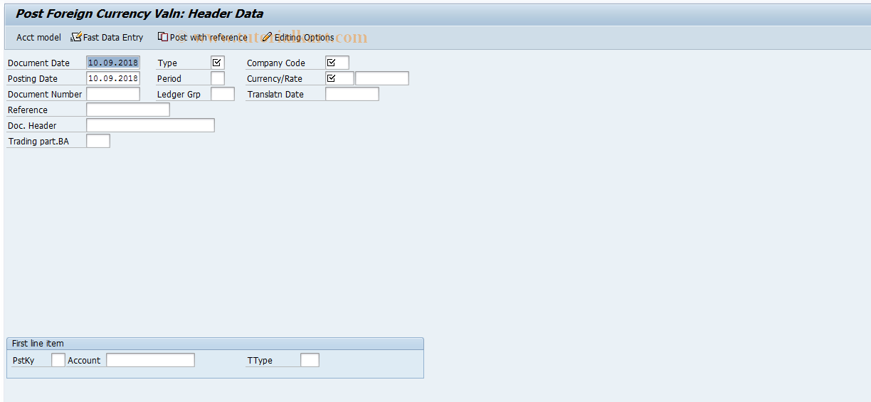 SAP TCode FBB1 - Post Foreign Currency Valn