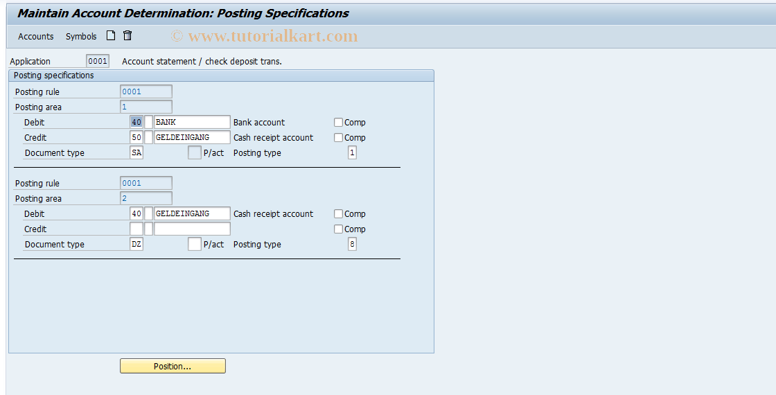 SAP TCode FBBP - Maintain Account  Determination Config.