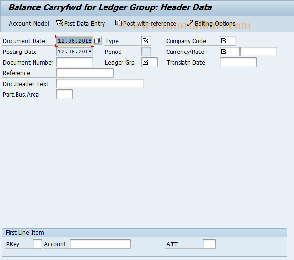 SAP TCode FBCB - Balance Carryfwd for Ledger Group