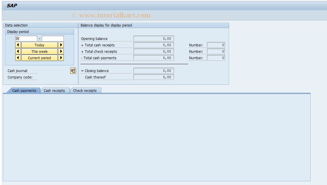 SAP TCode FBCJ3 - Display Cash Journal