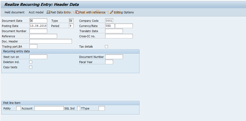 SAP TCode FBD5 - Realize Recurring Entry