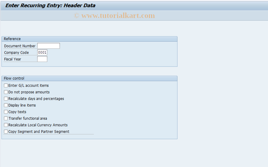 SAP TCode FBD9 - Enter Recurring Entry