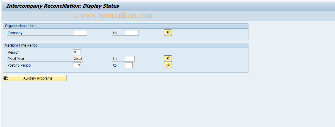 SAP TCode FBIC020 - Reconciliation: Status