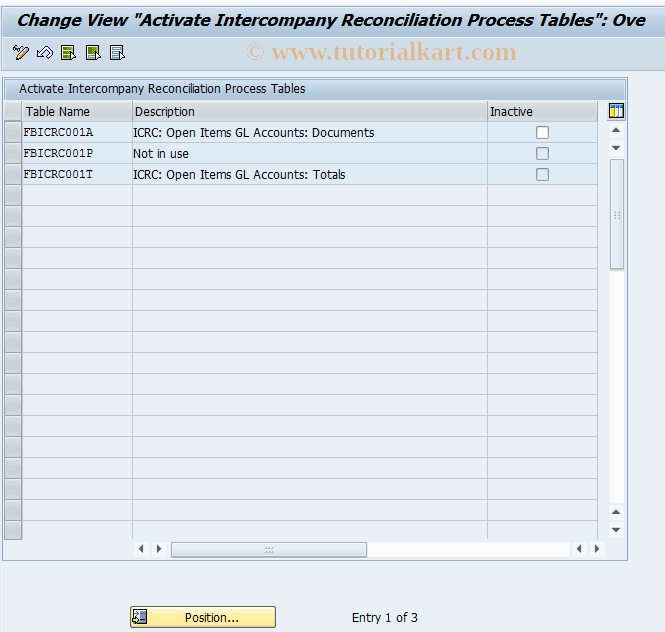 SAP TCode FBIC027 - Activate Process Tables