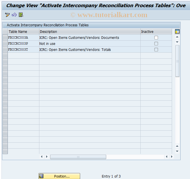 SAP TCode FBIC029 - Activate Process Tables