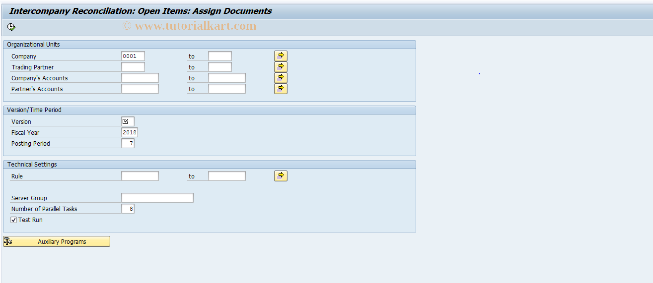 SAP TCode FBICA1 - GL Open Items: Document Assignment