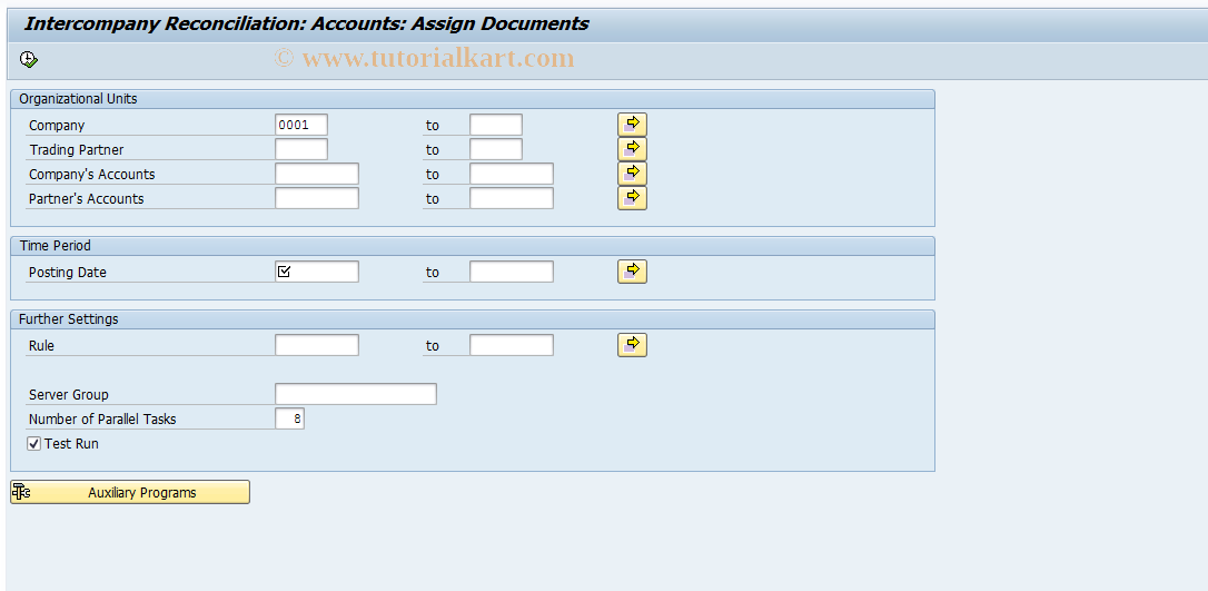 SAP TCode FBICA2 - GL Accounts: Document Assignment