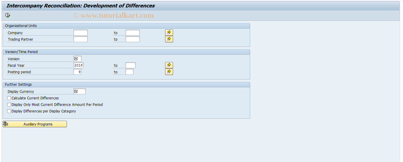 SAP TCode FBICD1 - Open Items: Differences Development