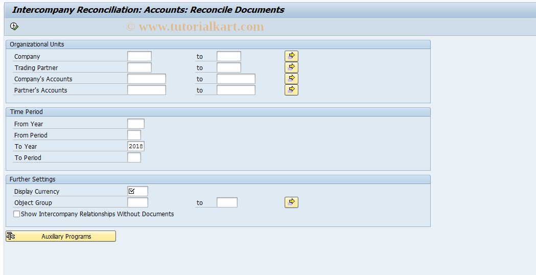 SAP TCode FBICR2 - GL Accounts: Reconcile Documents