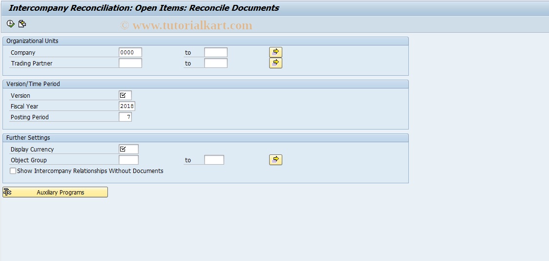 SAP TCode FBICR3 - Customer/Vendor: Reconcile Documents