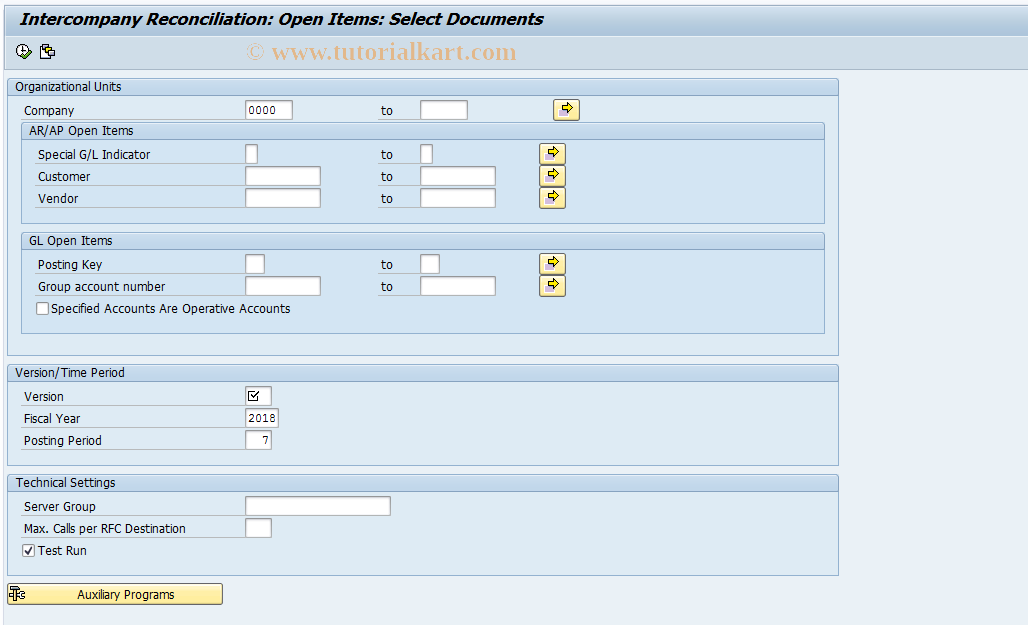 SAP TCode FBICS3 - Customer/Vendor: Select Documents