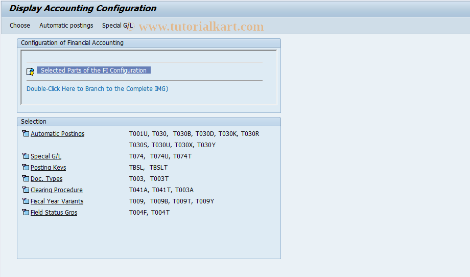 SAP TCode FBKA - Display Accounting Configuration