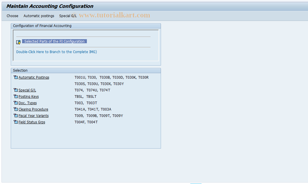 SAP TCode FBKP - Maintain Accounting Configuration