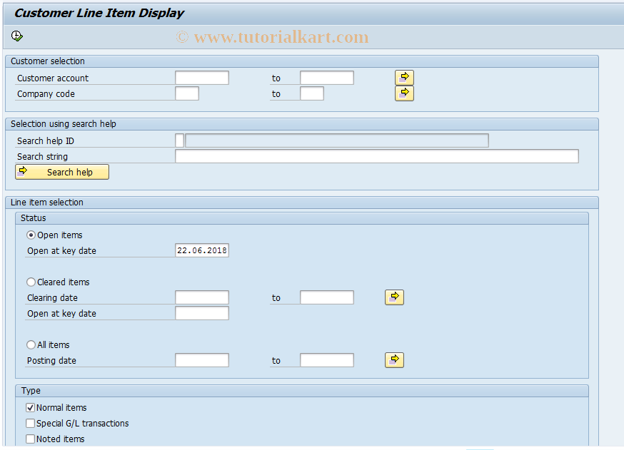 SAP TCode FBL6 - Change Customer Line Items