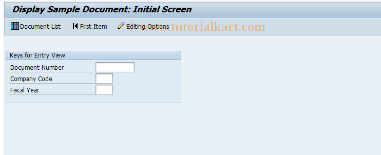 SAP TCode FBM3 - Display Sample Document