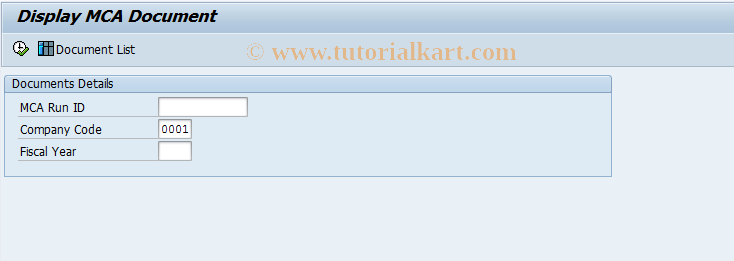 SAP TCode FBMCA03 - Display Manual MCA Document