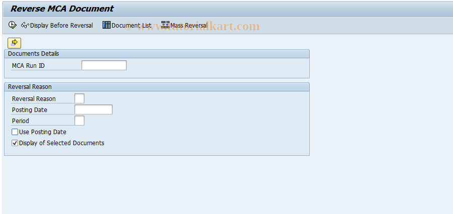 SAP TCode FBMCA08 - Reverse MCA Document