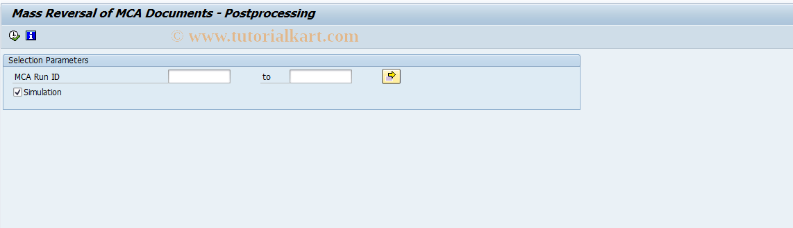 SAP TCode FBMCA80P - Exec. Mass Reversal MCA Docs: Postp.