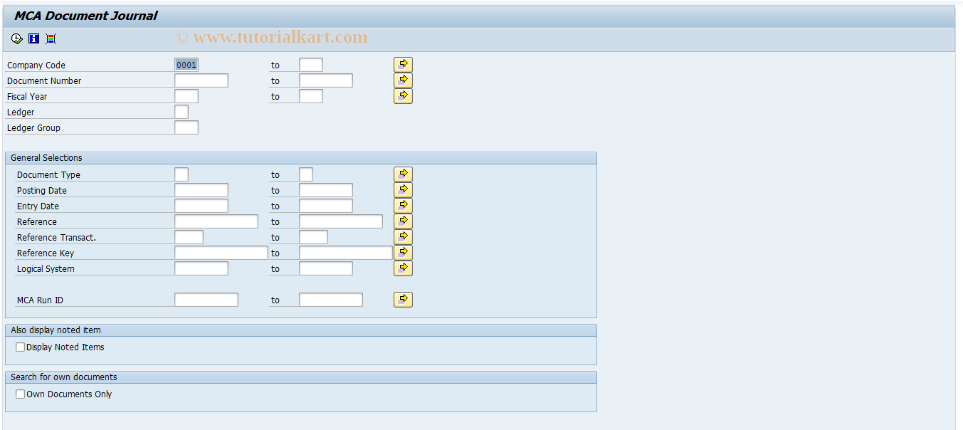 SAP TCode FBMCADJ - MCA Document Journal