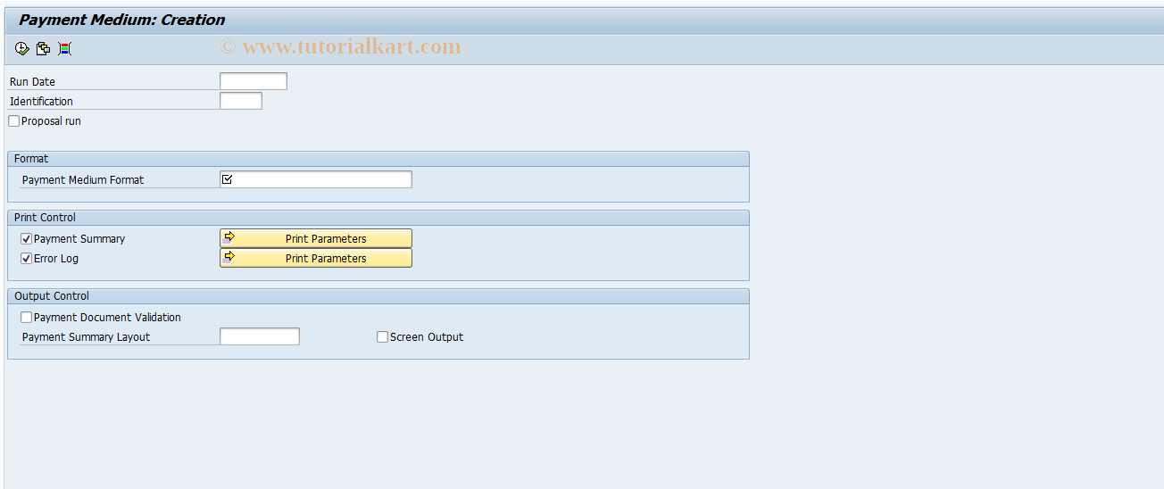 SAP TCode FBPM - Payment medium program of PMW