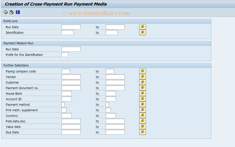 SAP TCode FBPM1 - Cross-Payment Run Payment Medium