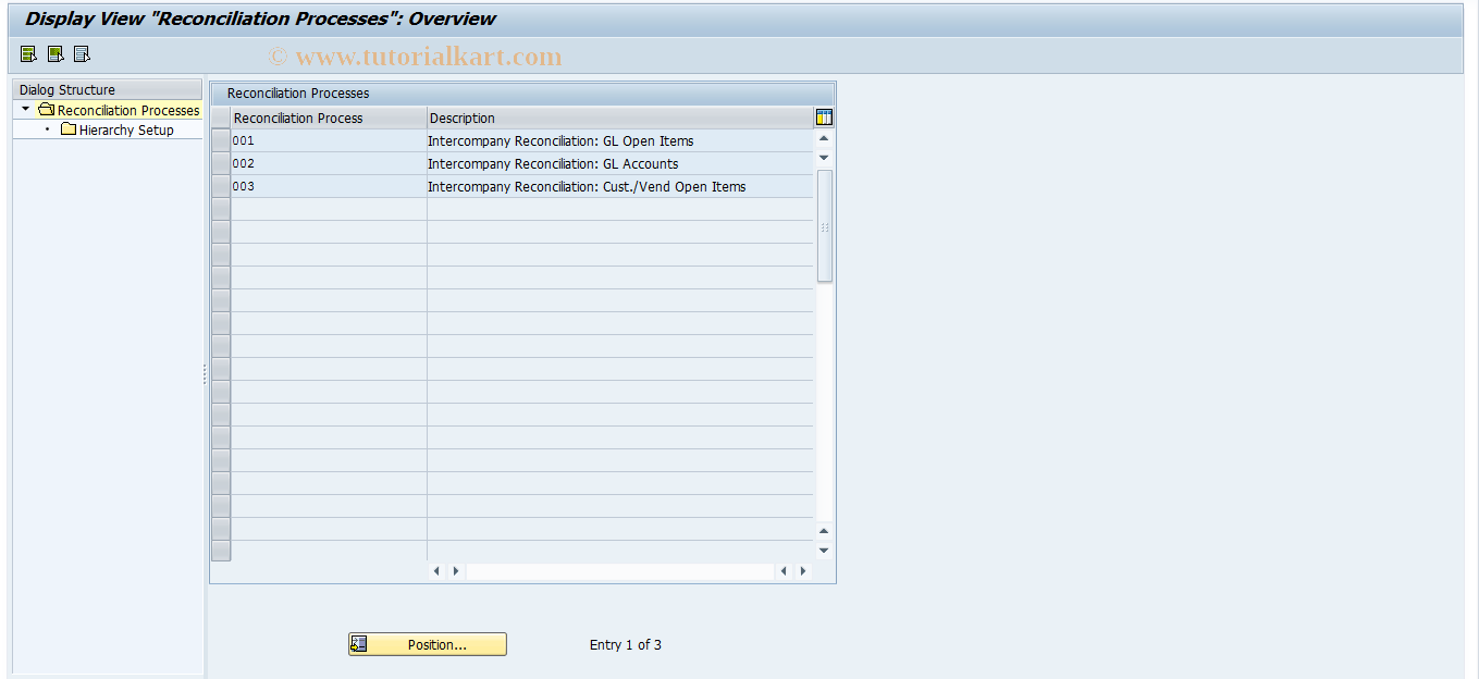 SAP TCode FBRC003 - Set Up Reconciliation Display