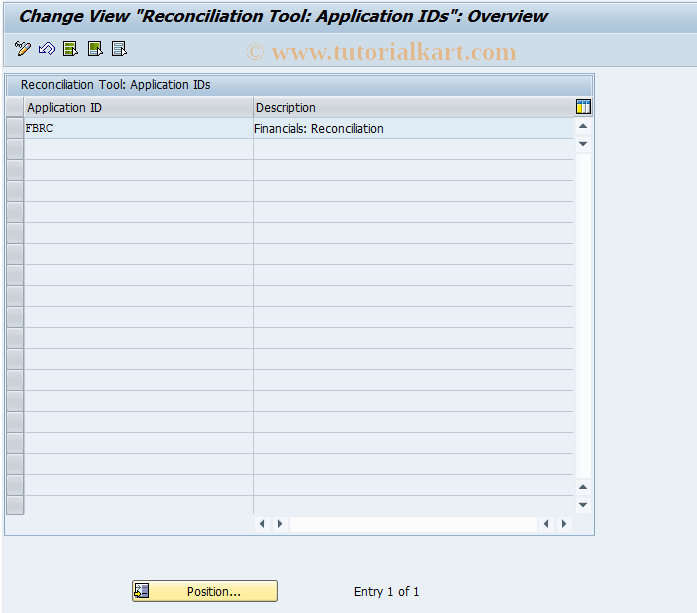 SAP TCode FBRC011 - Application ID Maintenance