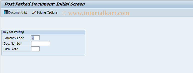 SAP TCode FBV0 - Post Parked Document