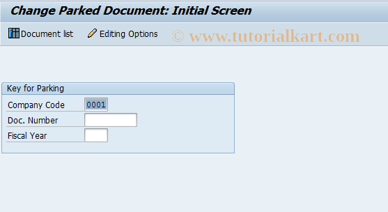 SAP TCode FBV2 - Change Parked Document