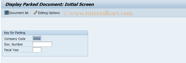 SAP TCode FBV3 - Display Parked Document