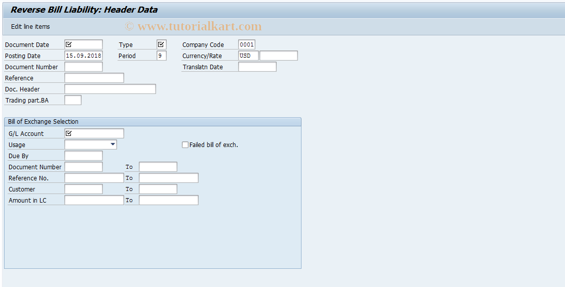 SAP TCode FBW4 - Reverse Bill Liability